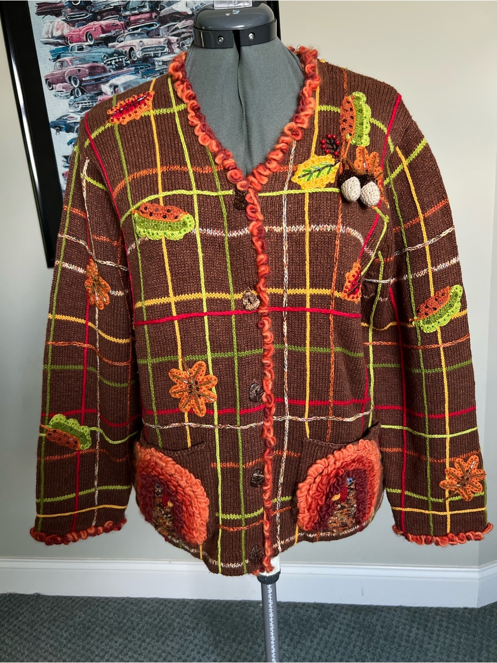 Design Options L Philip Jane Gordon Turkey Thanksgiving Sweater cardigan Fall